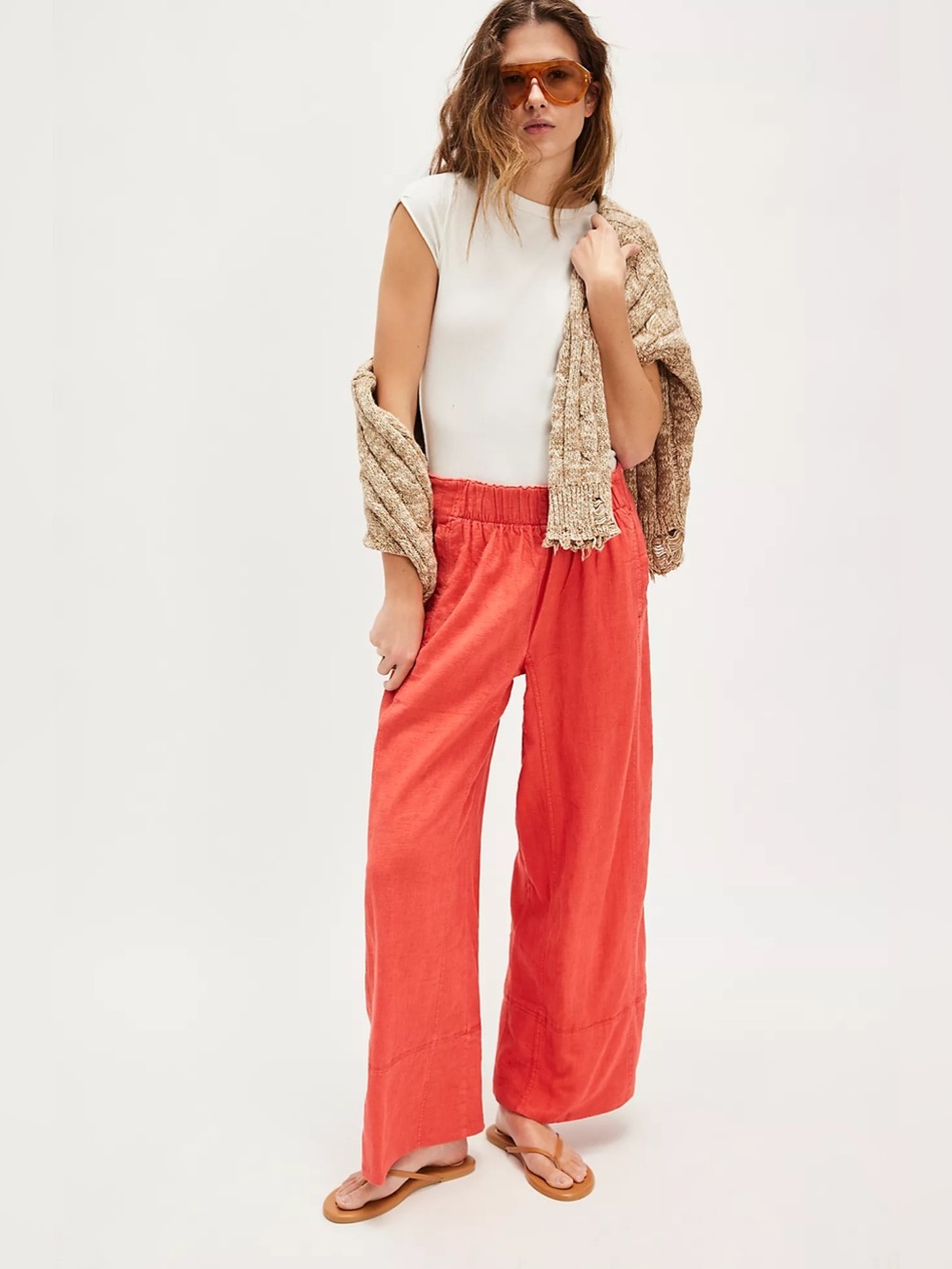 NWOT Free people DAYS END PULL ON LINEN PANTS